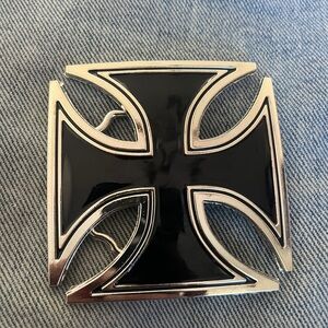 New Black and Silver Iron Cross Belt Buckle